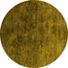 Round Oriental Yellow Industrial Rug, urb2653yw