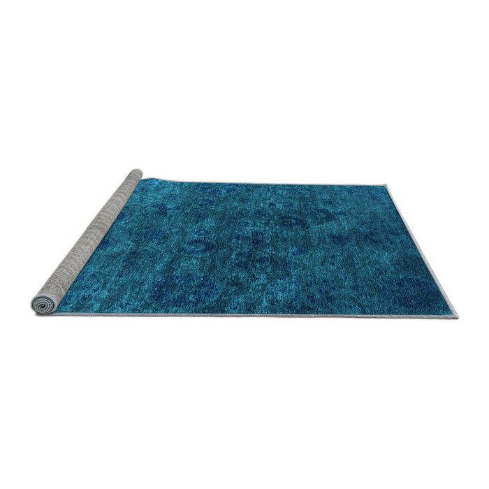 Sideview of Machine Washable Oriental Light Blue Industrial Rug, wshurb2653lblu