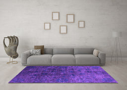 Machine Washable Oriental Purple Industrial Area Rugs in a Living Room, wshurb2653pur