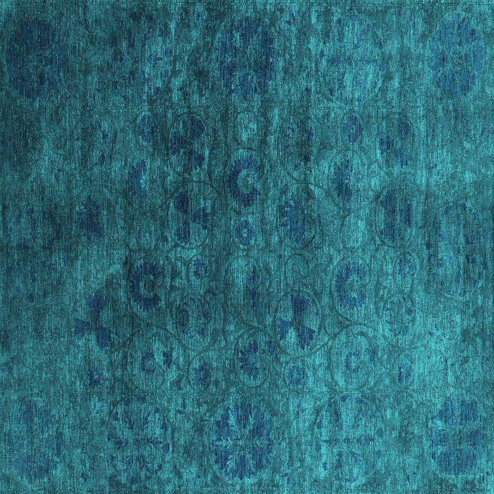 Square Oriental Turquoise Industrial Rug, urb2653turq