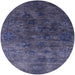 Round Machine Washable Industrial Modern Blue Rug, wshurb2653