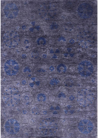 Machine Washable Industrial Modern Blue Rug, wshurb2653