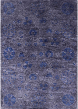 Machine Washable Industrial Modern Blue Rug, wshurb2653