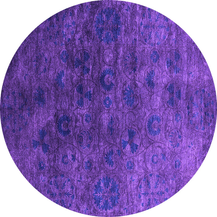 Round Machine Washable Oriental Purple Industrial Area Rugs, wshurb2653pur