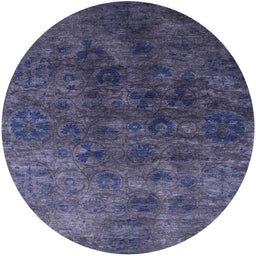 Round Mid-Century Modern Blue Oriental Rug, urb2653