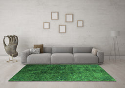 Machine Washable Oriental Green Industrial Area Rugs in a Living Room,, wshurb2653grn