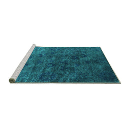 Sideview of Machine Washable Oriental Turquoise Industrial Area Rugs, wshurb2653turq