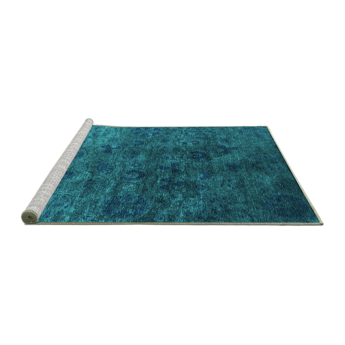 Sideview of Machine Washable Oriental Turquoise Industrial Area Rugs, wshurb2653turq