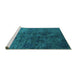 Sideview of Machine Washable Oriental Turquoise Industrial Area Rugs, wshurb2653turq