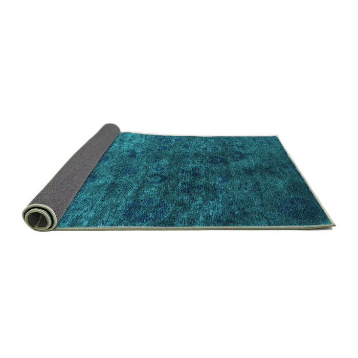 Sideview of Oriental Turquoise Industrial Rug, urb2653turq