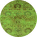 Round Oriental Green Industrial Rug, urb2654grn