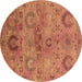 Round Oriental Brown Industrial Rug, urb2654brn