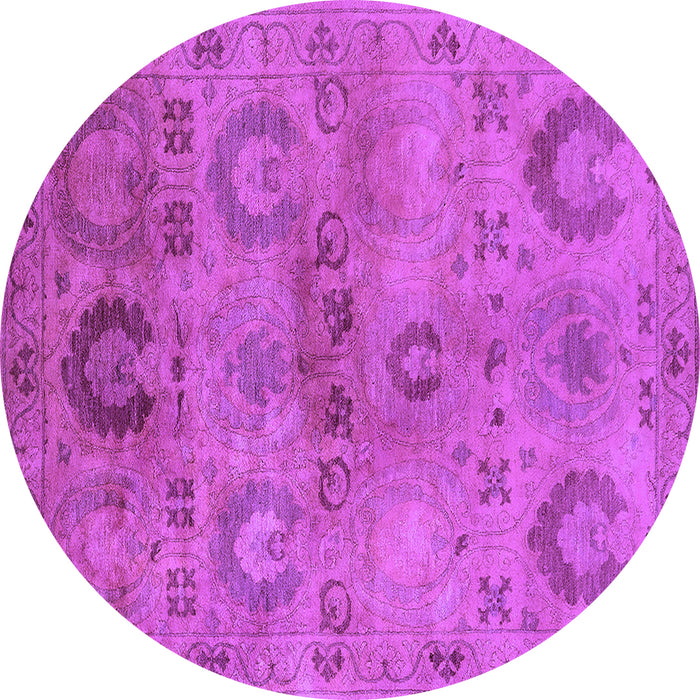 Round Machine Washable Oriental Purple Industrial Area Rugs, wshurb2654pur