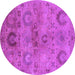 Round Machine Washable Oriental Purple Industrial Area Rugs, wshurb2654pur