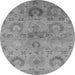 Round Machine Washable Oriental Gray Industrial Rug, wshurb2654gry