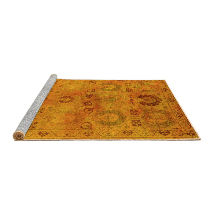 Sideview of Machine Washable Oriental Yellow Industrial Rug, wshurb2654yw