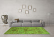 Machine Washable Oriental Green Industrial Area Rugs in a Living Room,, wshurb2654grn