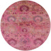 Round Machine Washable Industrial Modern Red Rug, wshurb2654