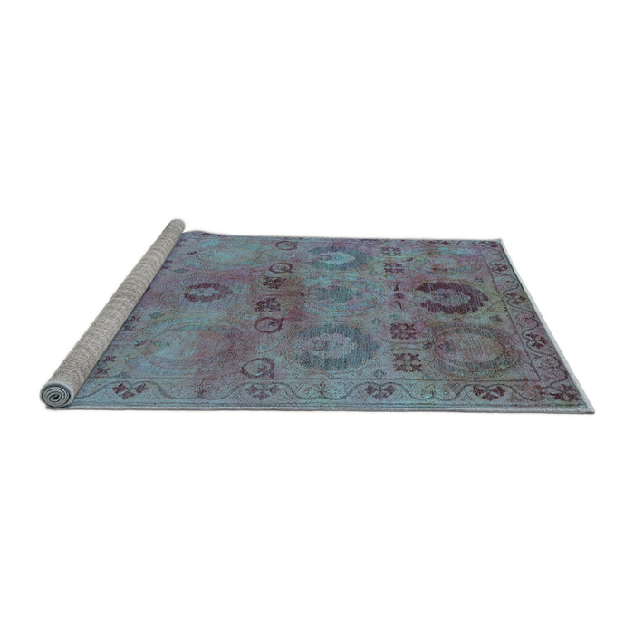 Sideview of Machine Washable Oriental Light Blue Industrial Rug, wshurb2654lblu