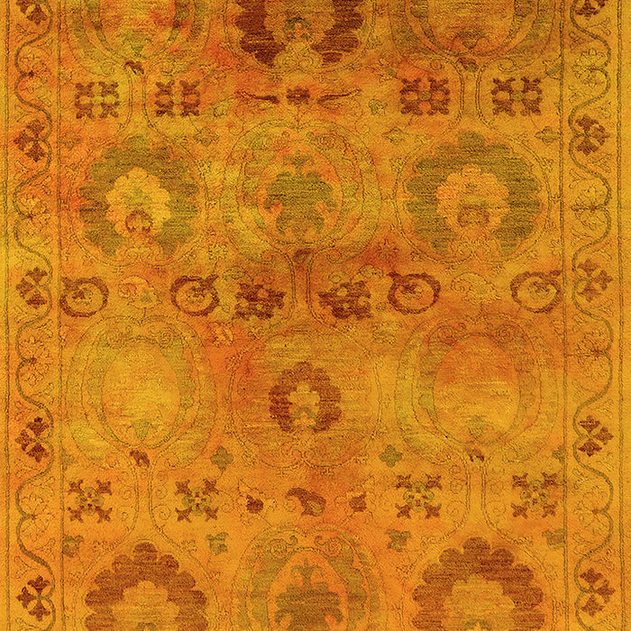 Machine Washable Oriental Yellow Industrial Rug, wshurb2654yw