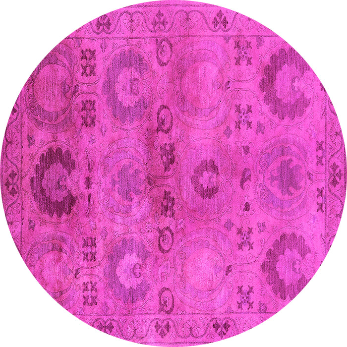 Round Machine Washable Oriental Pink Industrial Rug, wshurb2654pnk