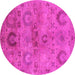 Round Machine Washable Oriental Pink Industrial Rug, wshurb2654pnk