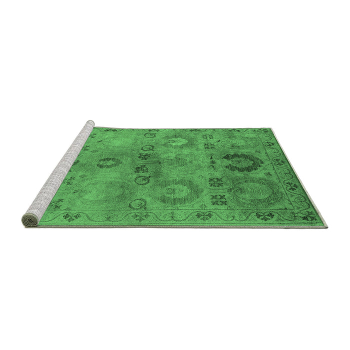 Sideview of Machine Washable Oriental Emerald Green Industrial Area Rugs, wshurb2654emgrn