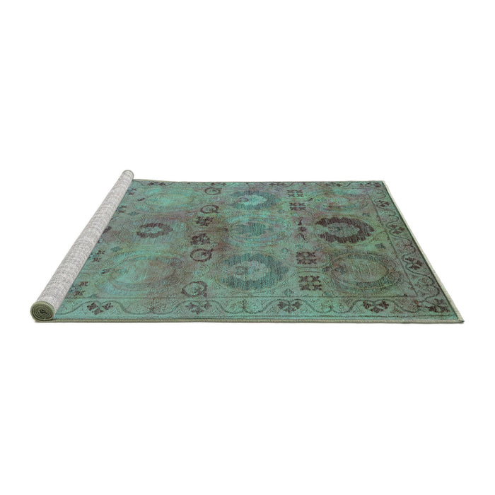 Sideview of Machine Washable Oriental Turquoise Industrial Area Rugs, wshurb2654turq