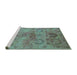 Sideview of Machine Washable Oriental Turquoise Industrial Area Rugs, wshurb2654turq