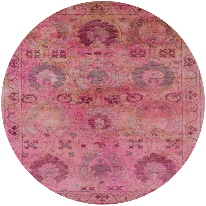 Round Mid-Century Modern Red Oriental Rug, urb2654