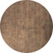 Round Machine Washable Oriental Brown Industrial Rug, wshurb2655brn