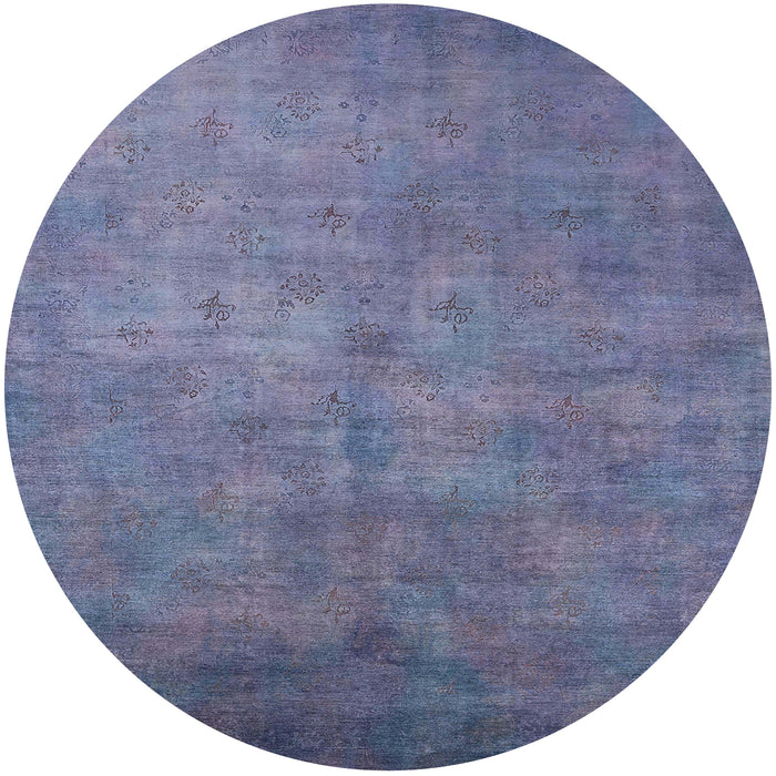 Round Machine Washable Industrial Modern Light Purple Blue Rug, wshurb2655
