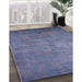 Mid-Century Modern Light Purple Blue Oriental Rug in Family Room, urb2655