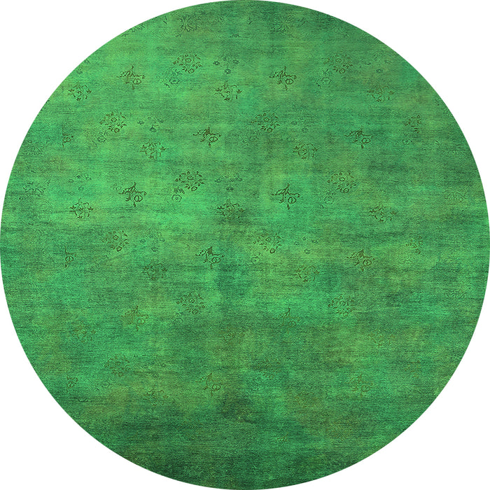 Round Oriental Green Industrial Rug, urb2655grn