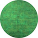 Round Oriental Green Industrial Rug, urb2655grn