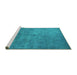 Sideview of Machine Washable Oriental Turquoise Industrial Area Rugs, wshurb2655turq