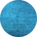 Round Oriental Light Blue Industrial Rug, urb2655lblu