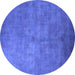 Round Oriental Blue Industrial Rug, urb2655blu