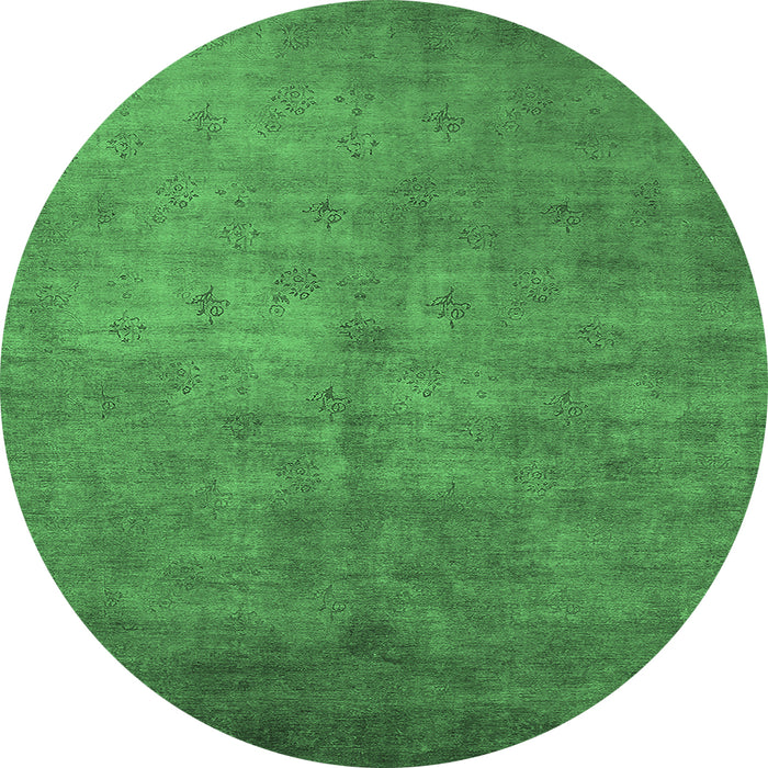 Round Oriental Emerald Green Industrial Rug, urb2655emgrn