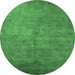 Round Oriental Emerald Green Industrial Rug, urb2655emgrn