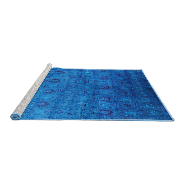 Sideview of Machine Washable Industrial Modern Deep Sky Blue Rug, wshurb2656