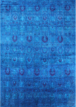 Mid-Century Modern Deep Sky Blue Oriental Rug, urb2656