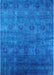 Mid-Century Modern Deep Sky Blue Oriental Rug, urb2656