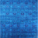 Square Machine Washable Industrial Modern Deep Sky Blue Rug, wshurb2656