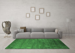 Machine Washable Oriental Emerald Green Industrial Area Rugs in a Living Room,, wshurb2656emgrn