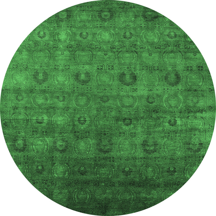 Round Oriental Emerald Green Industrial Rug, urb2656emgrn