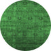 Round Oriental Emerald Green Industrial Rug, urb2656emgrn