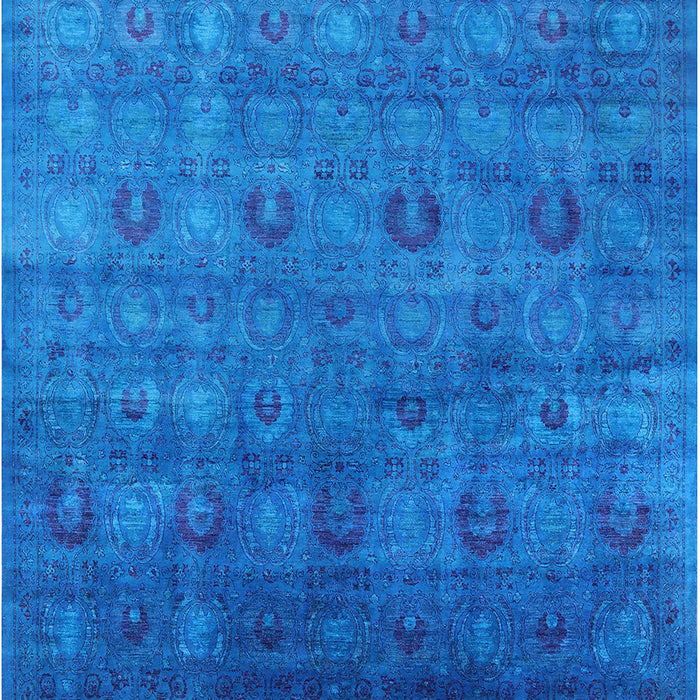 Machine Washable Industrial Modern Deep Sky Blue Rug, wshurb2656