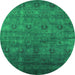 Round Oriental Green Industrial Rug, urb2656grn