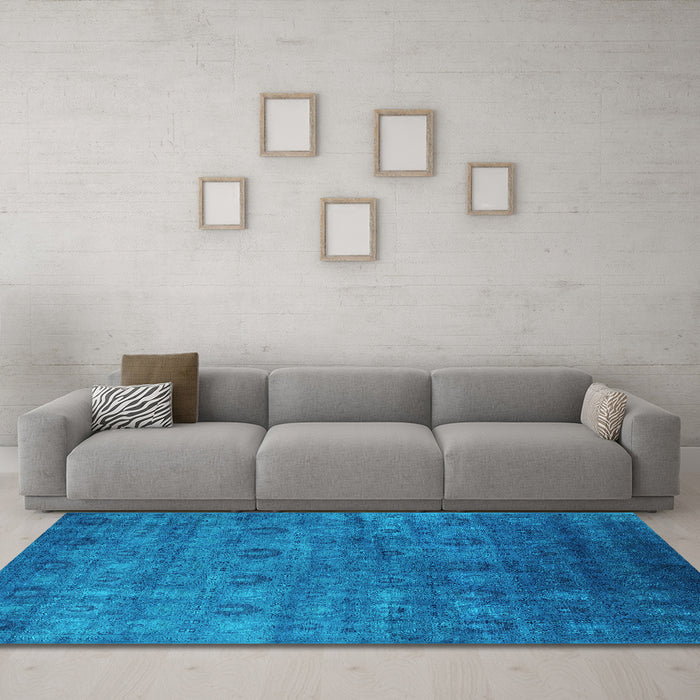 Machine Washable Oriental Turquoise Industrial Area Rugs in a Living Room,, wshurb2656turq